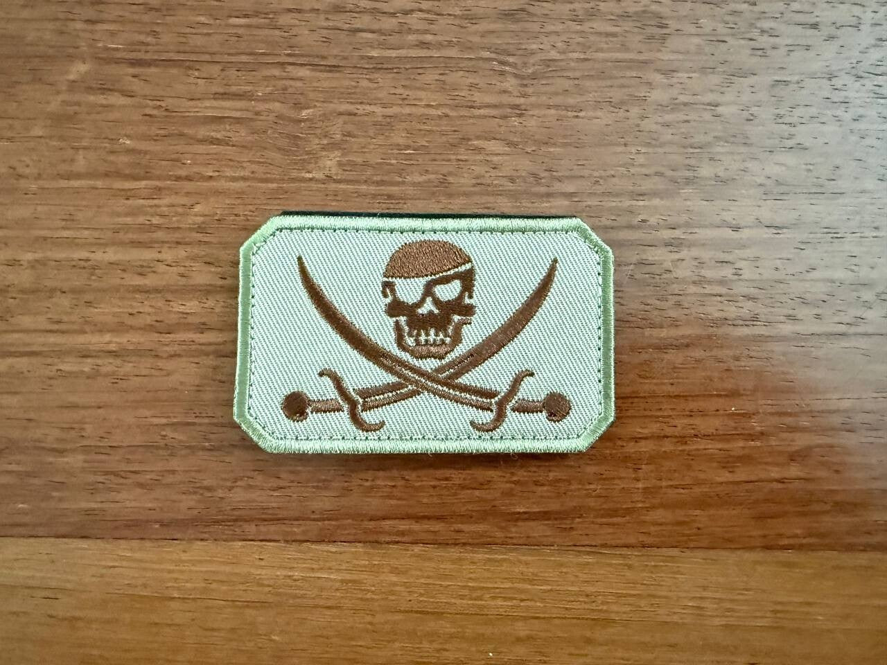 Russian Pirate Skull Patch - White Background - Military Badge