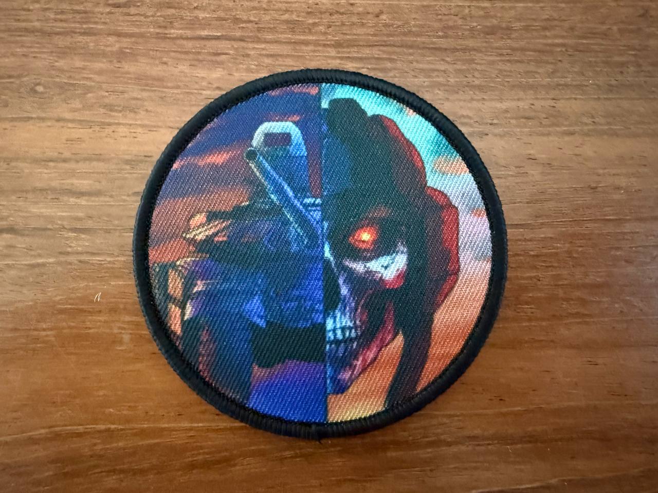 Russian Sci-Fi Neon Skull Soldier Badge - Military Patch