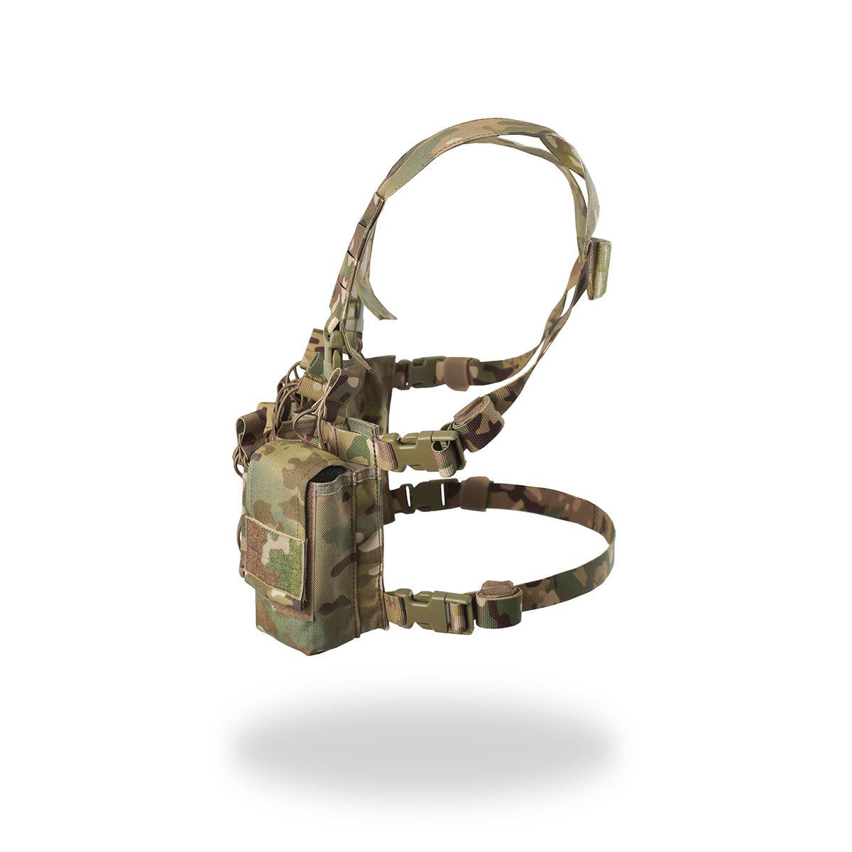 Russian MBC Gear - "D3" Tactical Chest Rig - Multicam displayed against a white background, showing adjustable straps and multiple pouches in camouflage pattern for tactical use.