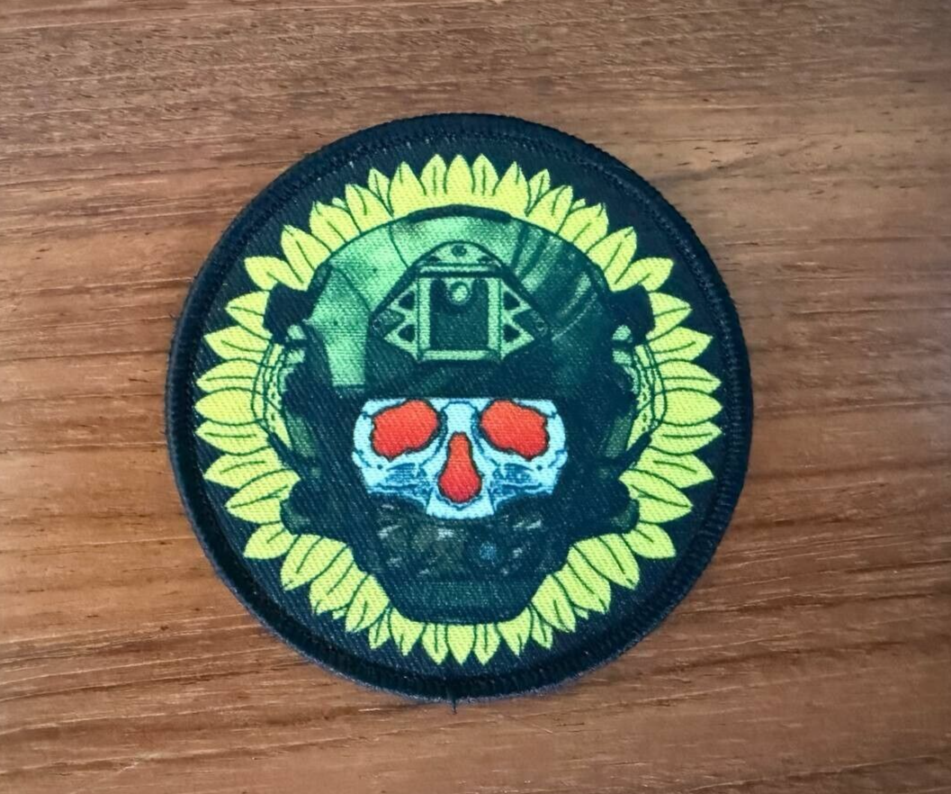 Skull in Combat Gear with Sunflower Russian Military Patch