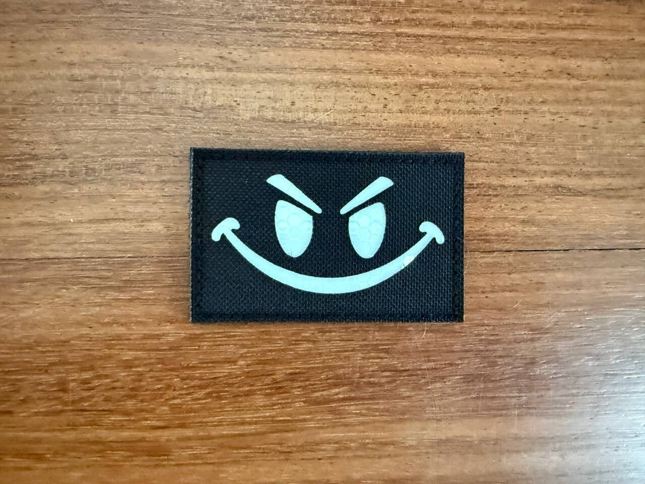 Russian Tactical Mischievous Smiley Face - Black Morale Badge