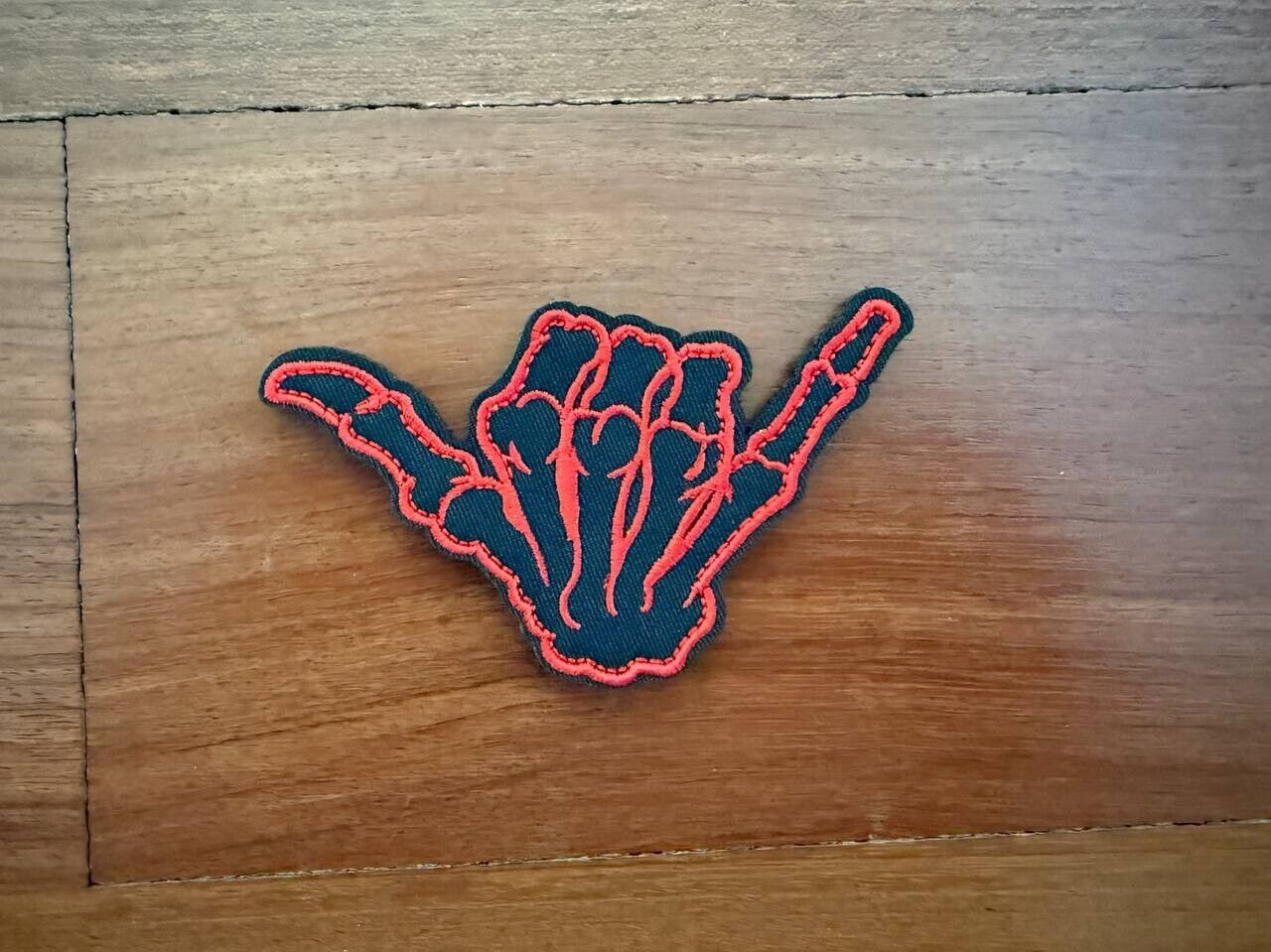 Skeleton Shaka Hand Gesture, Black Design Morale Badge - Russian Tactical Patch