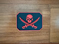 "Pirate Skull Swords" Military Morale Badge, Black-Red - Russian Tactical Patch