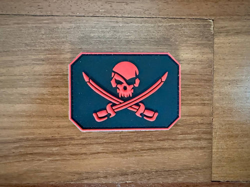 "Pirate Skull Swords" Military Morale Badge, Black-Red - Russian Tactical Patch