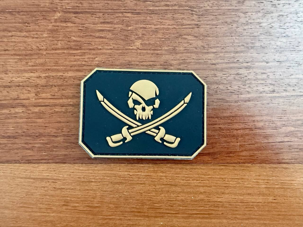 Russian Pirate Skull Patch - Golden and Black Background - Military Badge