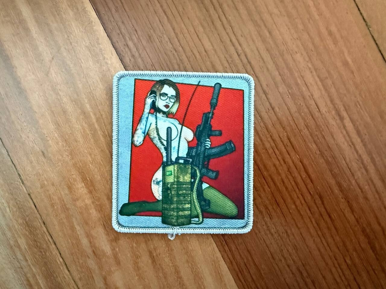 Pin-Up Girl with Radio & Gun  Morale Badge - Russian Army Military Patch