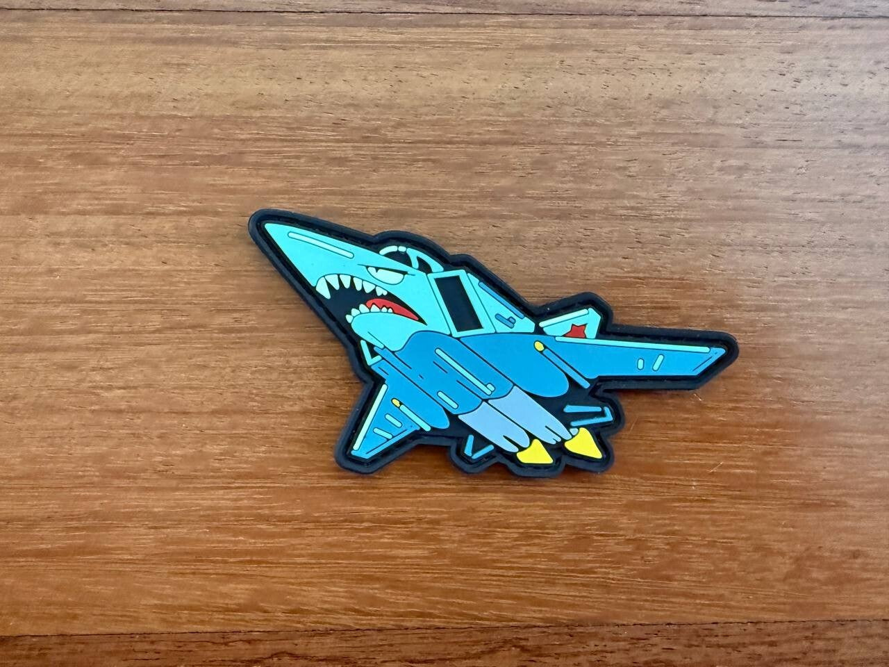 Fighter Jet Morale Badge - Blue Shark Design - Russian Army Military Patch
