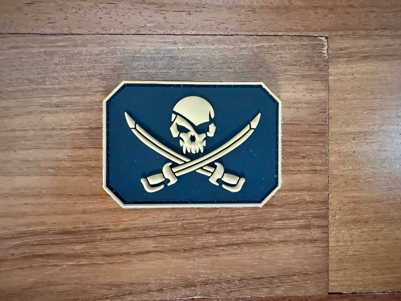 "Pirate Skull Swords" Military Morale Badge, Black-Gold - Russian Tactical Patch