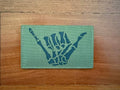 Skeleton Shaka Hand Gesture, Green Design Morale Badge - Russian Tactical Patch