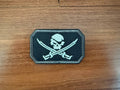 Russian Pirate Skull Patch - Black and White Background - Military Badge
