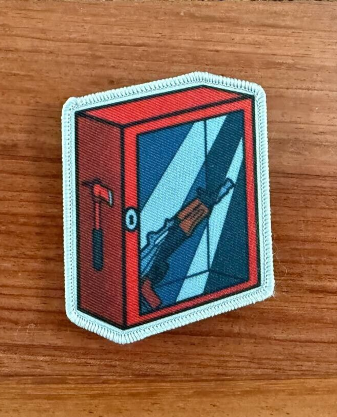 AK47 Rifle in Emergency Cabinet - Russian Military Patch by Korpus Vyshivaniya