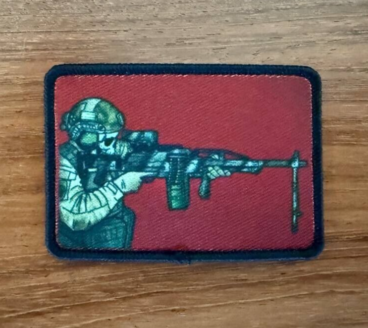 Skeleton with PKP Pecheneg - Russian Tactical Military Patch