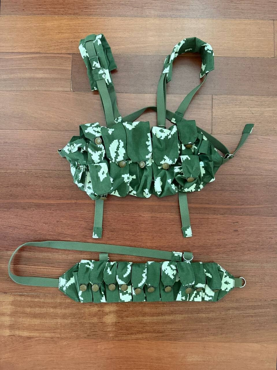 Soviet KLMK Camouflage Chest Rig - Poyas A + Poyas B Set for AK Magazines