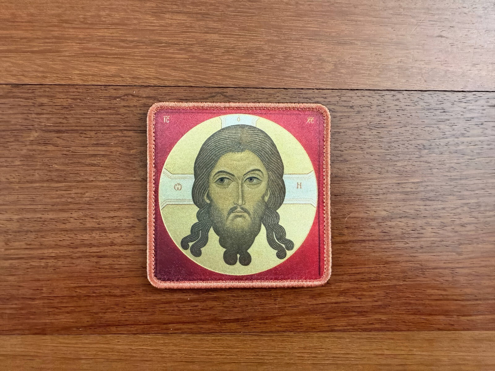 Russian Orthodox Jesus Christ Icon Patch - Red Design Military Badge