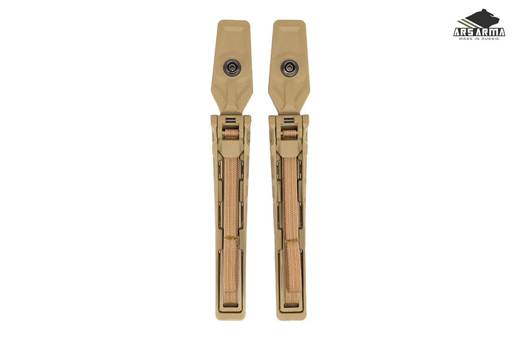Pair of tan Russian Ars Arma StKSS 2.0 Structural Load Support System designed for enhanced durability and support, featuring modular attachment points.