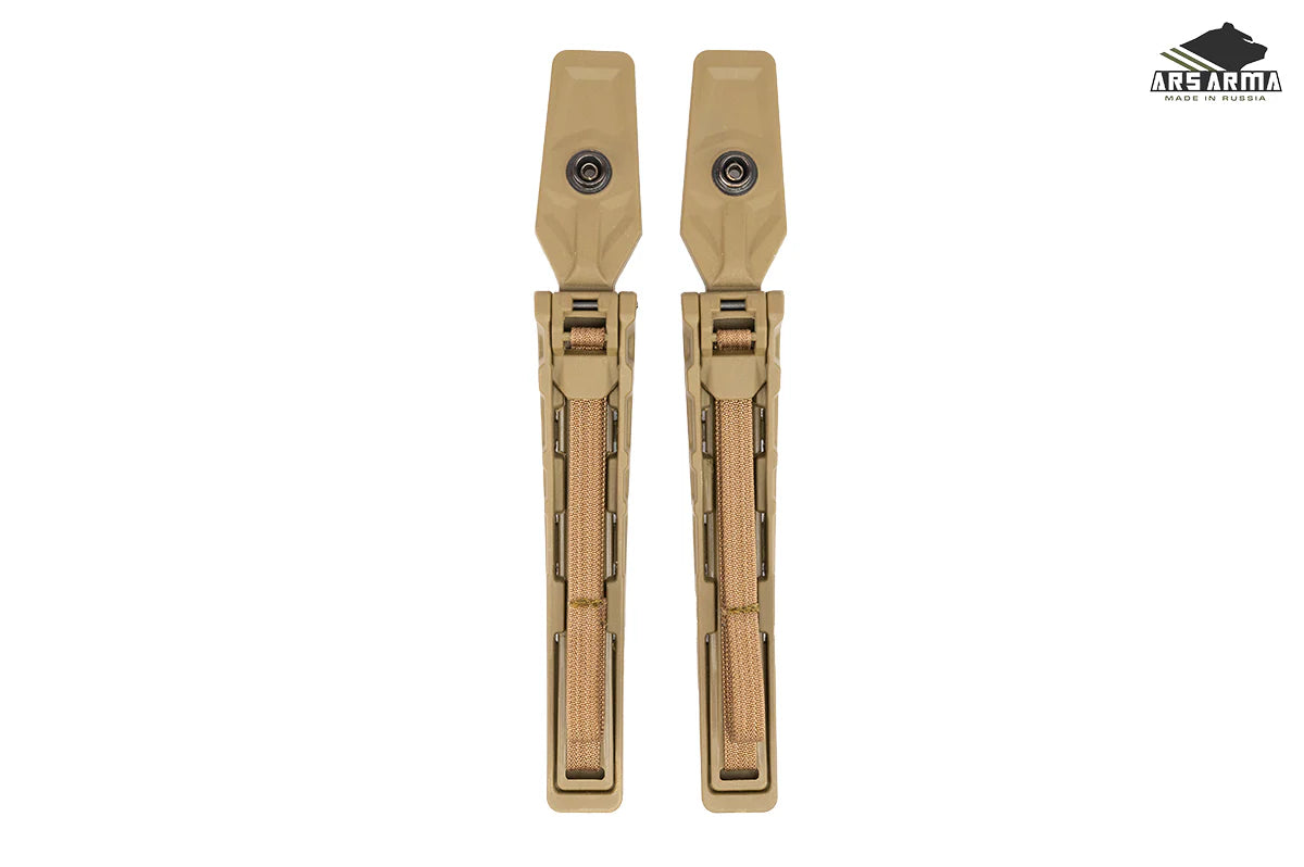 Pair of tan Russian Ars Arma StKSS 2.0 Structural Load Support System designed for enhanced durability and support, featuring modular attachment points.