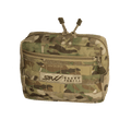 Compact tactical pouch in MultiCam pattern with dual zipper pulls and front zippered compartment, designed as the Russian SRVV V-2 Horizontal Utility Pouch - MultiCam for versatile utility and organization.