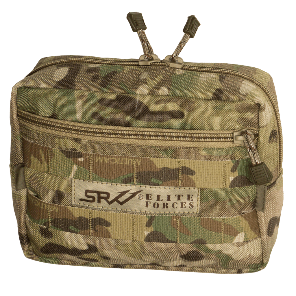 Russian SRVV V-2 Horizontal Utility Pouch - MultiCam featuring durable fabric, multiple zippered compartments, and designed for tactical use with a camouflage pattern.