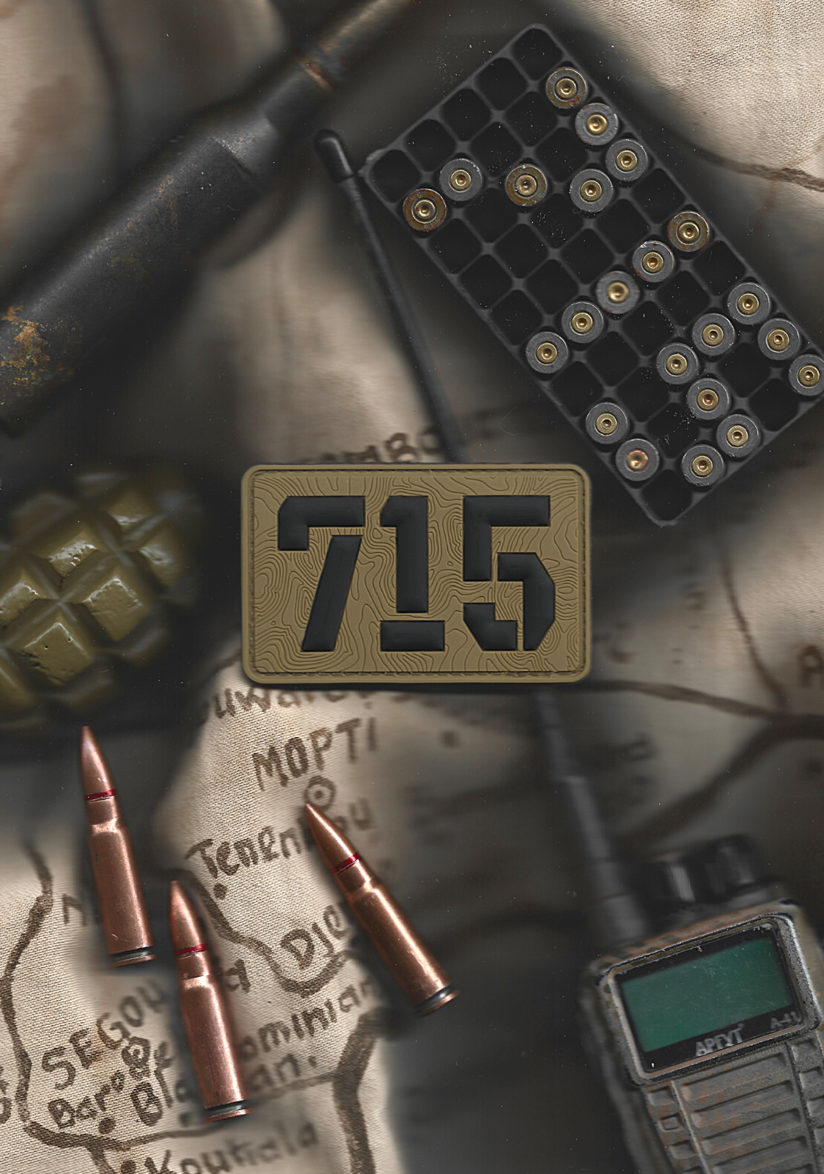 Russian 715 Team - Sand / Black Numbers Color - Military Patch