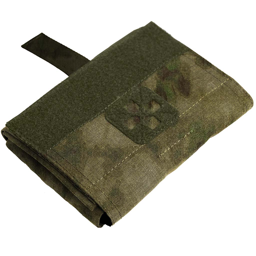 Russian Viking Gear FAST OPEN IFAK Medical Pouch - Moss Camo folded compactly with durable fabric and secure closure, designed for quick access in tactical and medical situations.