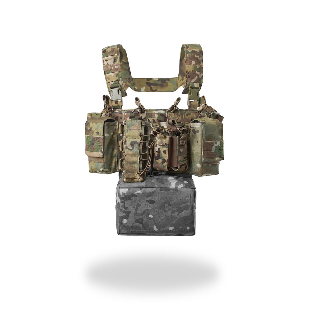 Russian MBC Gear - "D3" Tactical Chest Rig - Multicam shown in camouflage pattern with multiple pouches and adjustable shoulder straps, designed for tactical use and Russian surplus enthusiasts.