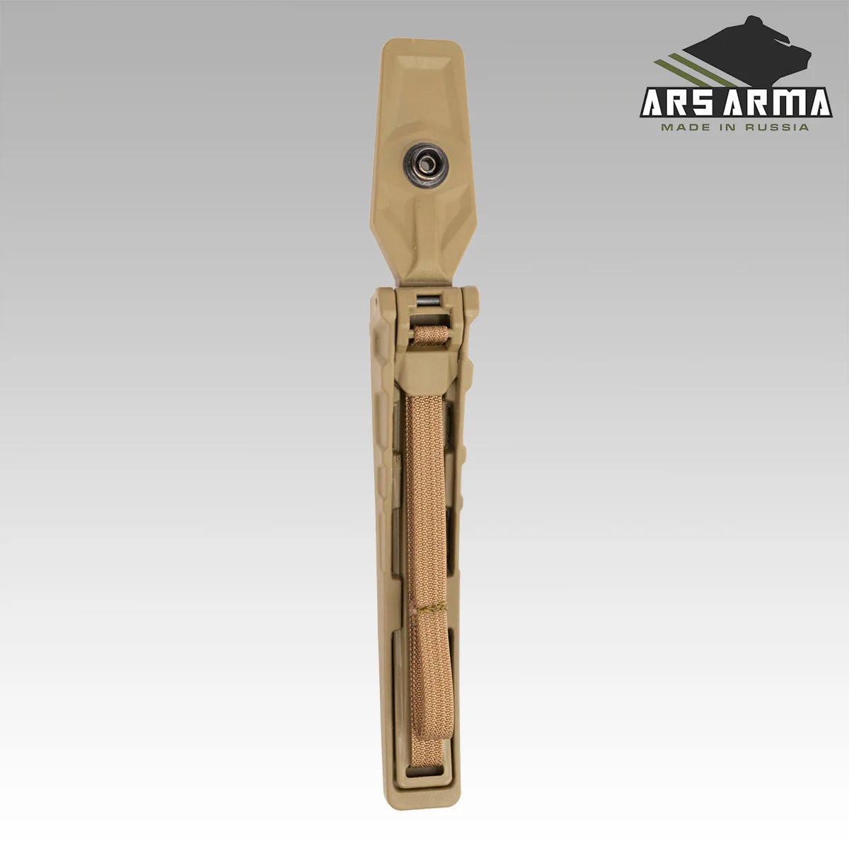 Close-up of a tan Russian Ars Arma StKSS 2.0 Structural Load Support System (Pair) showing its durable construction and integrated strap, designed for reliable load support in tactical gear.