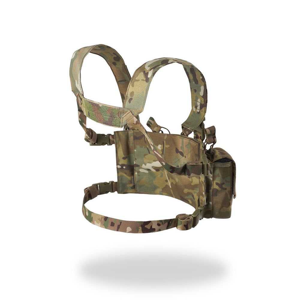 Russian MBC Gear - "D3" Tactical Chest Rig - Multicam in camouflage pattern designed for durable and versatile use with adjustable straps and multiple pouches.