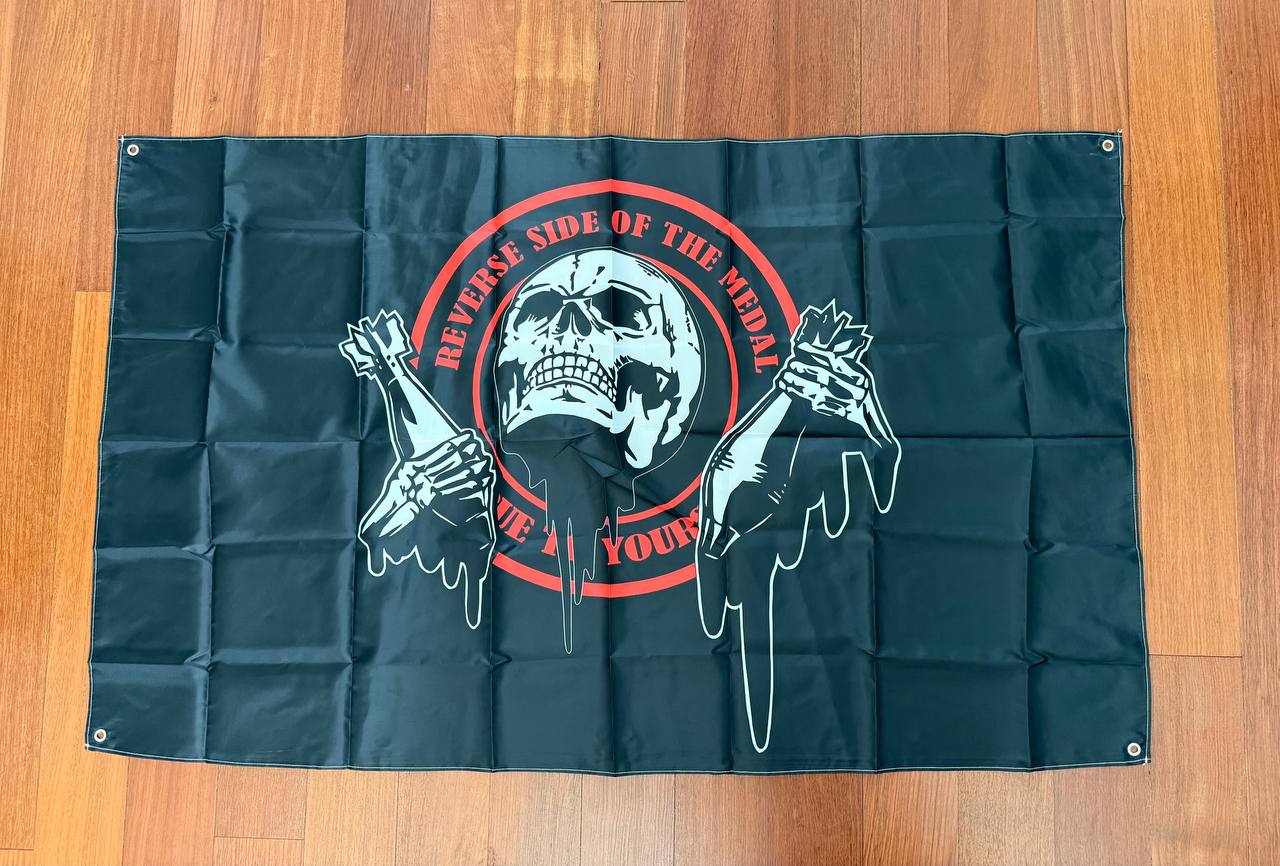 Russian RSOTM Black and Red with Skull Flag 150 x 90cm