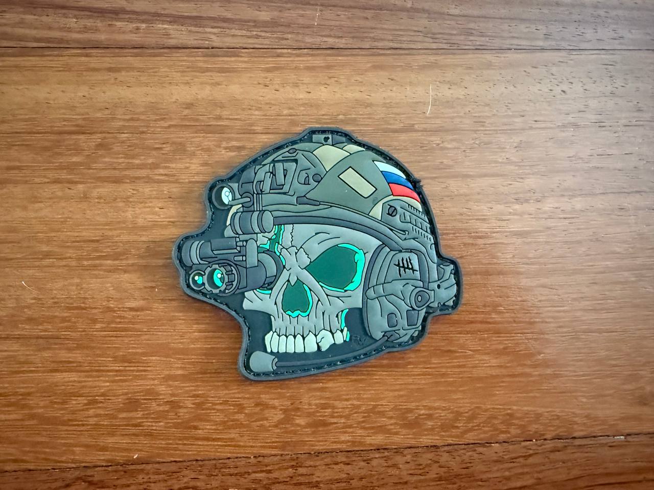 Glow-in-the-Dark Eyes Tactical Skull Badge - NVG Russian Patch