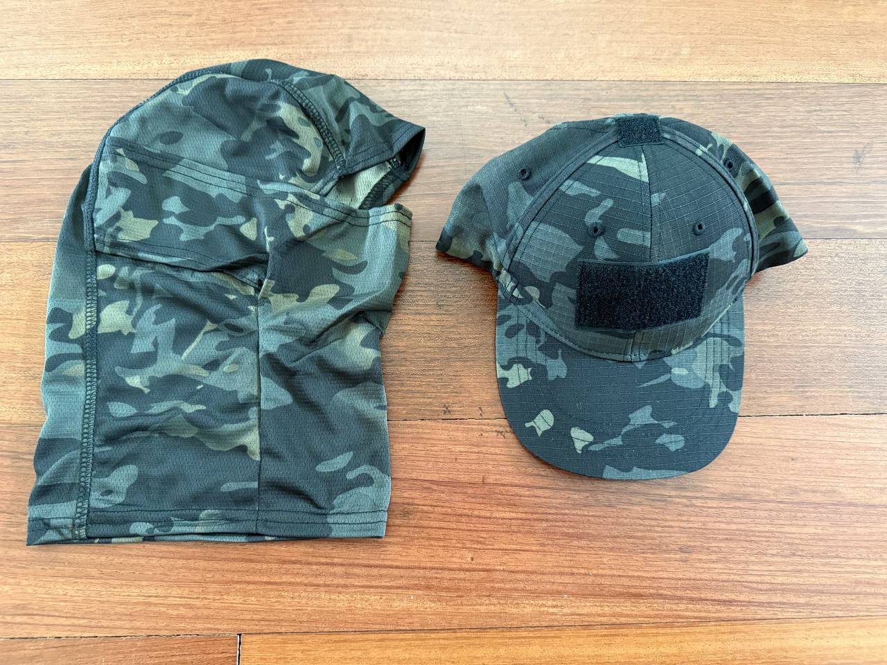 Russian Bundle Tactical Balaclava + Military Cap Set - Black Multicam