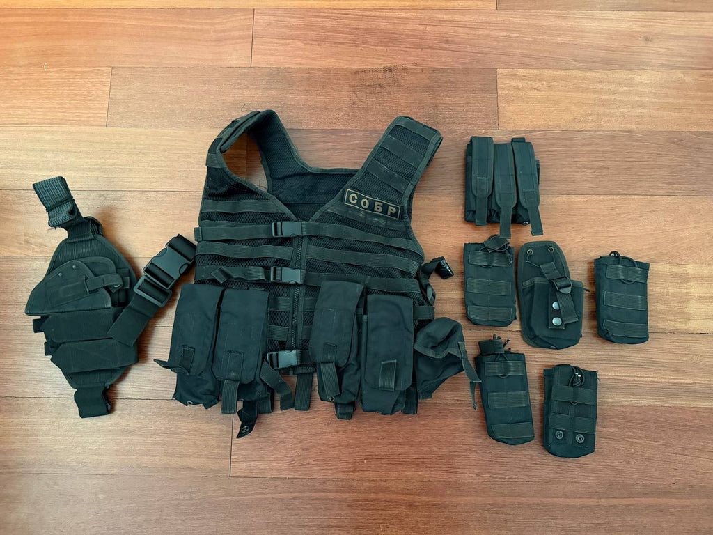 Russian SOBR (Special Rapid Response) Tactical Vest - Black - Complete Set