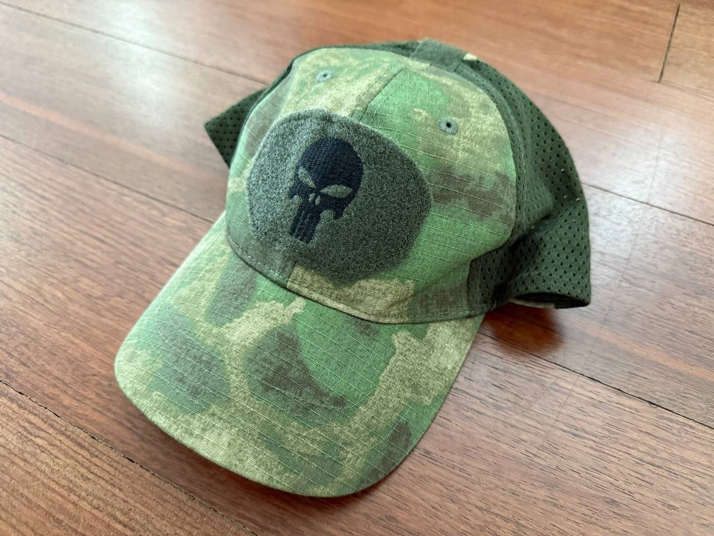Tactical Cap - ATACS Camo - Black Skull Patch Design