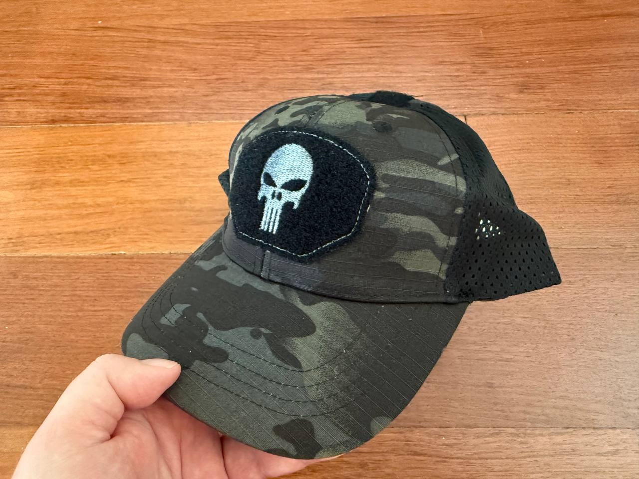 Tactical Cap Skull Badge Design - Black Multicam Color