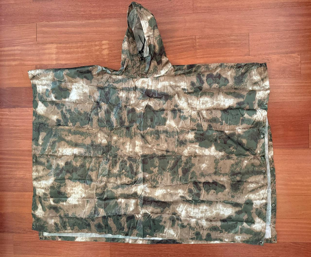 Russian Military Waterproof Poncho Raincoat - A-TACS FG Moss Camo