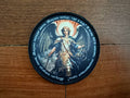 Russian "Archangel Michael" Orthodox Prayer - Military Patch featuring detailed artwork of Archangel Michael in armor with sword and shield, set on black background.