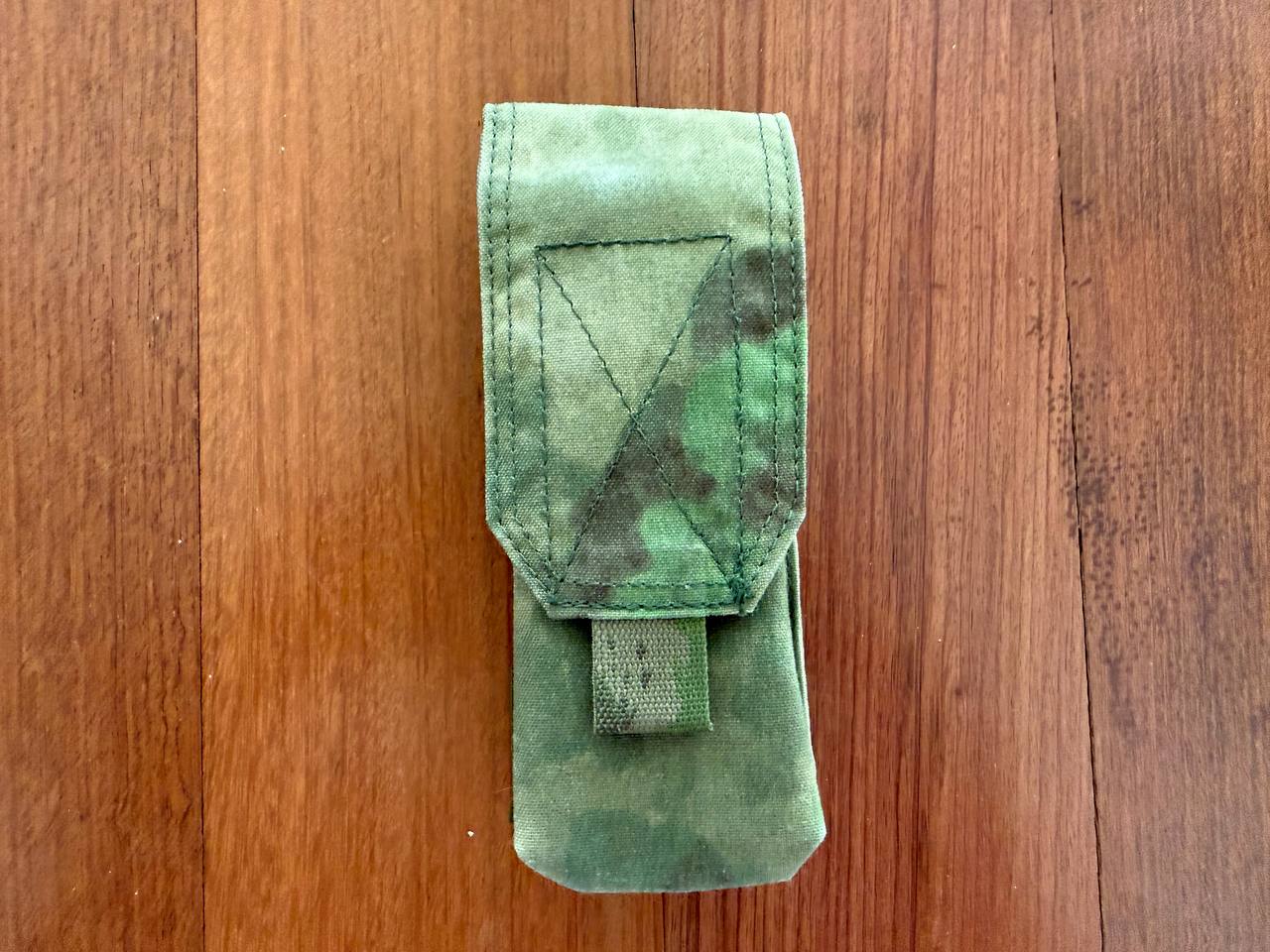 Warrior Assault Systems 2-Cell Mag Pouch - A-TACS FG Camo - Russian Style in green and brown camouflage pattern, designed for secure rifle magazine storage.