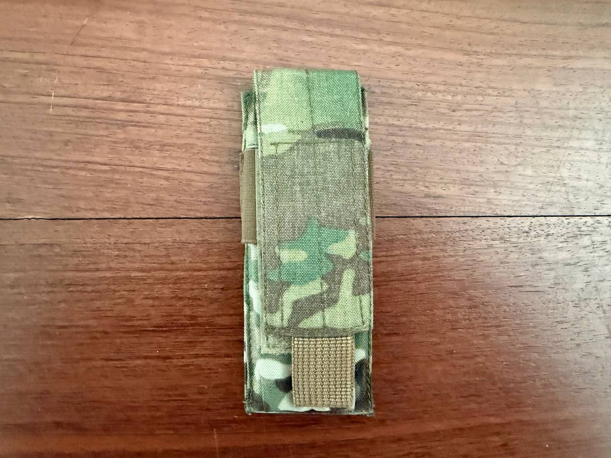 Russian Ana Tactical Single Pistol Mag Pouch - Multicam - Old Gen FSB in camouflage pattern designed for secure and accessible magazine storage, ideal for tactical use.