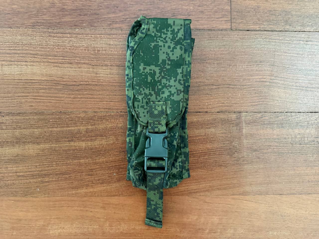 Russian Tekhinkom Radio Pouch - EMR Digital Flora in green digital camouflage pattern with buckle closure, designed for secure carrying of radio equipment, Russian surplus style.