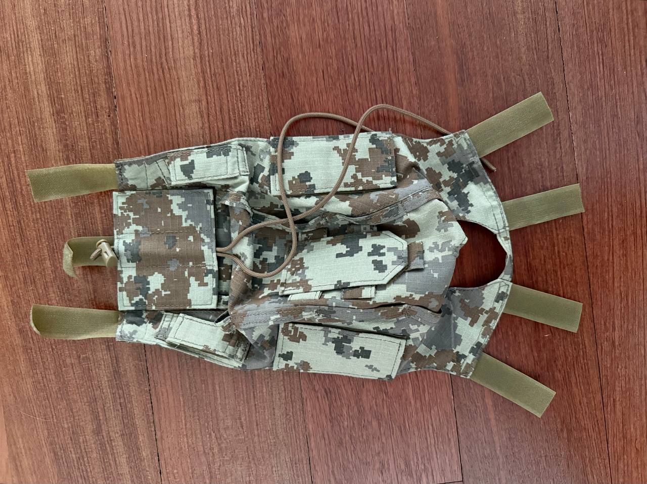 Russian Pogranichnik Helmet Cover for Ops-Core Helmets - Size M/L in digital camouflage pattern with adjustable straps, designed for Russian surplus tactical use.