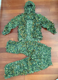 Russian SOKL SPN Leaf Suit - Summer Color - Size 58-60/5 laid flat, showcasing detailed green camouflage with leaf-like fabric for concealment in summer environments, a Russian surplus item.
