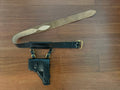Soviet Officer Belt with Holster - Black Leather - USSR Surplus