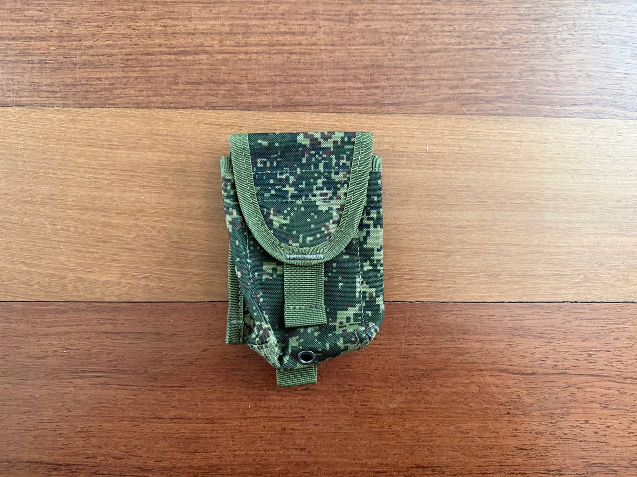 Compact Russian Triada-TKO Utility Pouch - EMR Camo with digital camouflage pattern, designed for secure storage and durable use in outdoor or tactical settings.