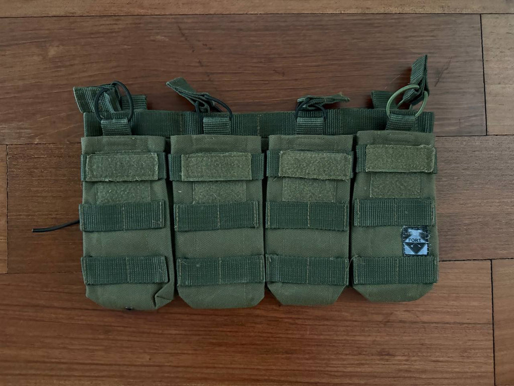 Russian FORT Technology Quad Open Top 4 AK Mag Pouch Olive Green REPLICA