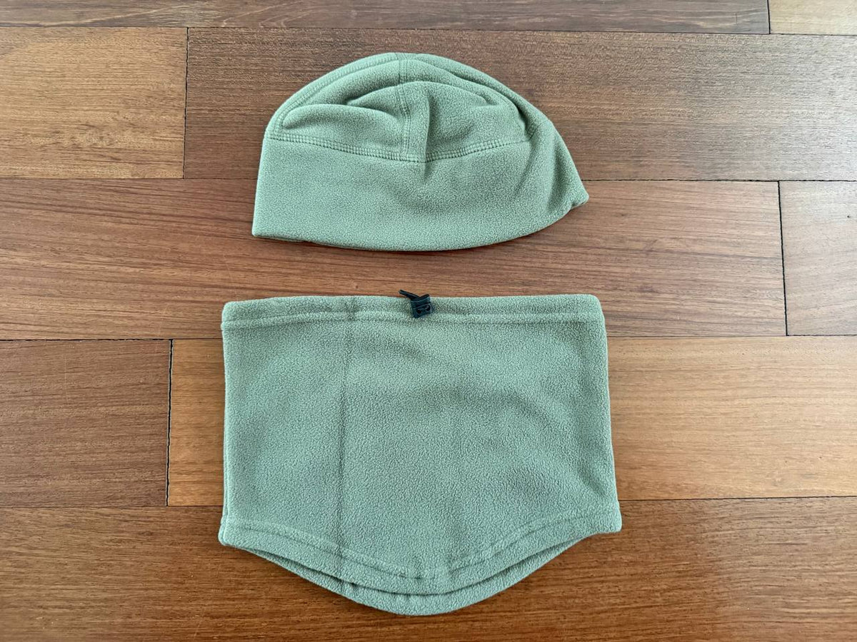 Russian Fleece Beanie Hat + Warm Scarf Set - Olive