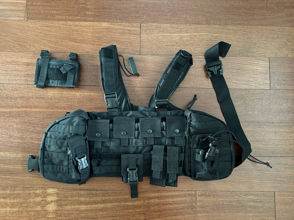 J-Tech MK2 Tactical Chest Rig + Extra Pouches Set - Black