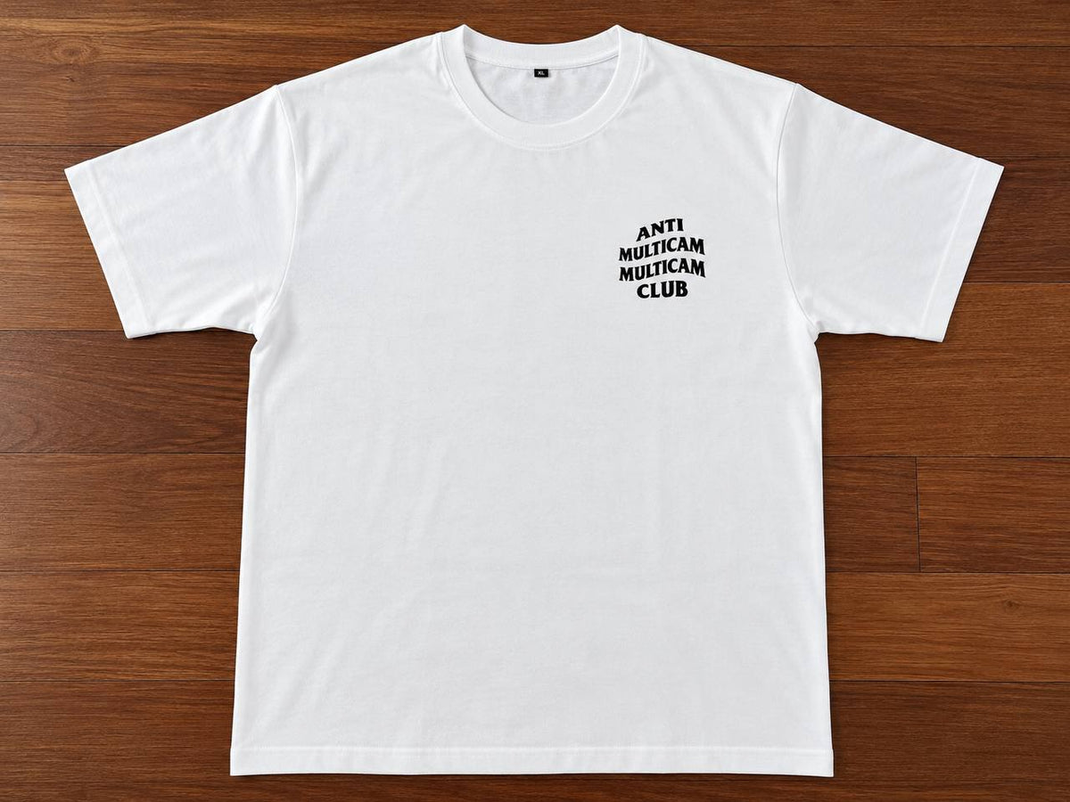 "ANTI MULTICAM MULTICAM CLUB" 250gsm Heavyweight White T-Shirt - Size L