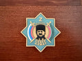 Russian "Sever-Akhmat" Tactical PVC - Military Patch featuring a stylized portrait with crossed swords and Cyrillic text on a star-shaped background, designed for Russian surplus collectors.