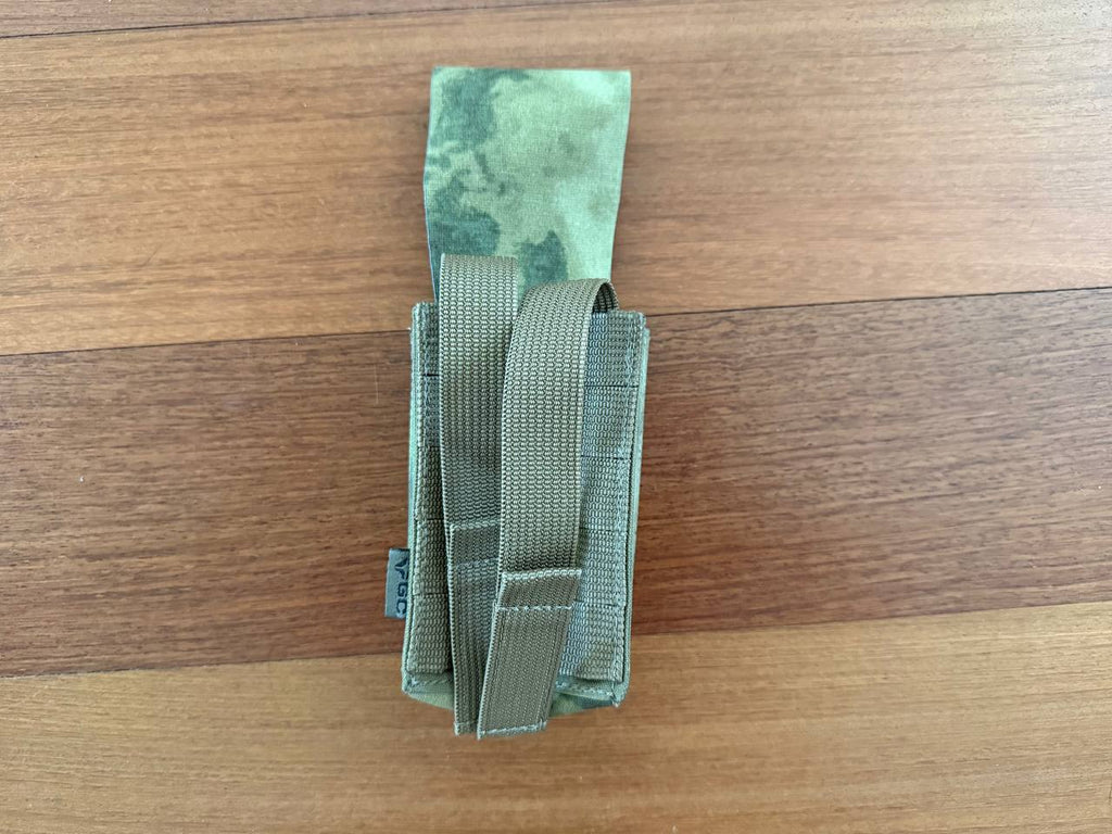 Russian Gearcraft Double AK Mag Pouch (2CELL) - A-TACS FG Camo in green camouflage with durable straps, designed for secure carrying of two AK magazines, featuring Russian surplus style.