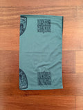 Russian Archangel of Spetsnaz Summer Buff - Green laid flat showing black Russian design elements on green fabric, ideal for outdoor or tactical use.