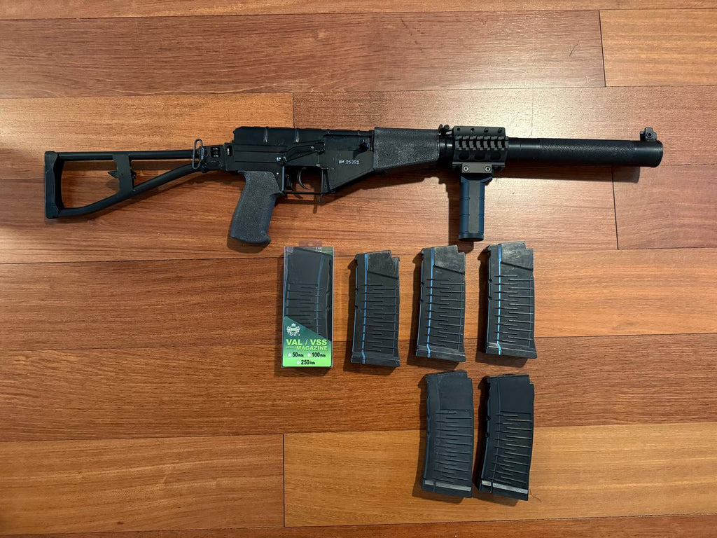 Russian NPO AEG AS VAL Airsoft Rifle Series 23 + LCT Rail & Grip + 6 Mags
